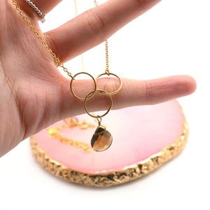 Smoky Quartz Bead Gold Plated Necklace